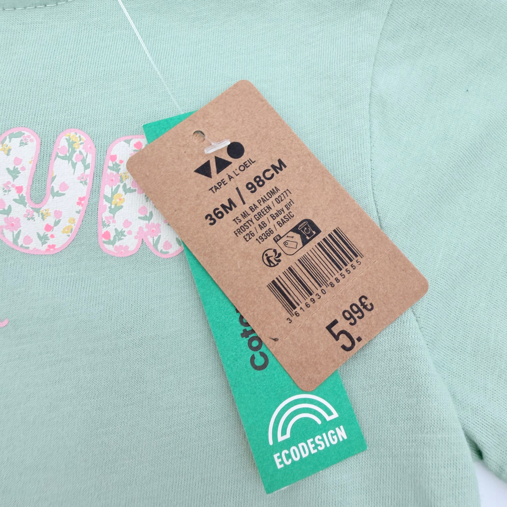 T-shirt fille vert d’eau « Amour de papa » - 36 mois