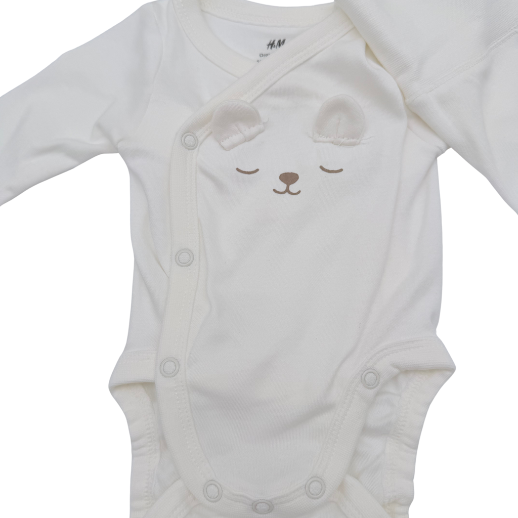Ensemble bébé blanc body et pantalon motif ourson - 0-1 mois