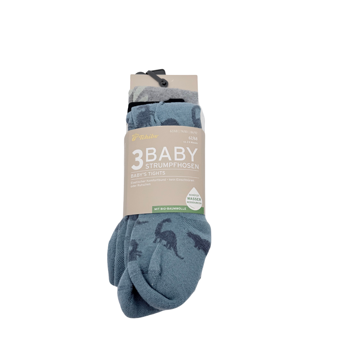 Lot de 3 collants bleu et gris à motifs dinosaures - 2-6 mois