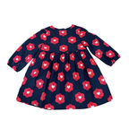 Robe bleu marine à fleurs rouges - 24 mois