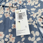 Blouse bleue imprimé fleuri à col volanté — 18 mois