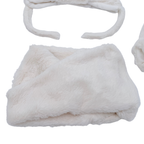 Ensemble bonnet, tour de cou et moufles bébé ours blanc - 12-18 mois