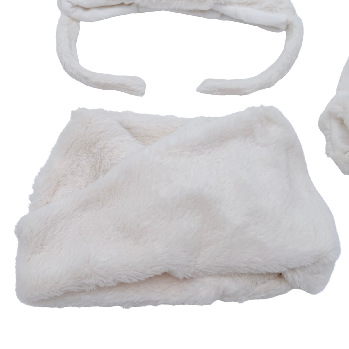 Ensemble bonnet, tour de cou et moufles bébé ours blanc - 12-18 mois