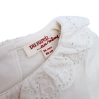 T-shirt blanc col brodé — 24 mois