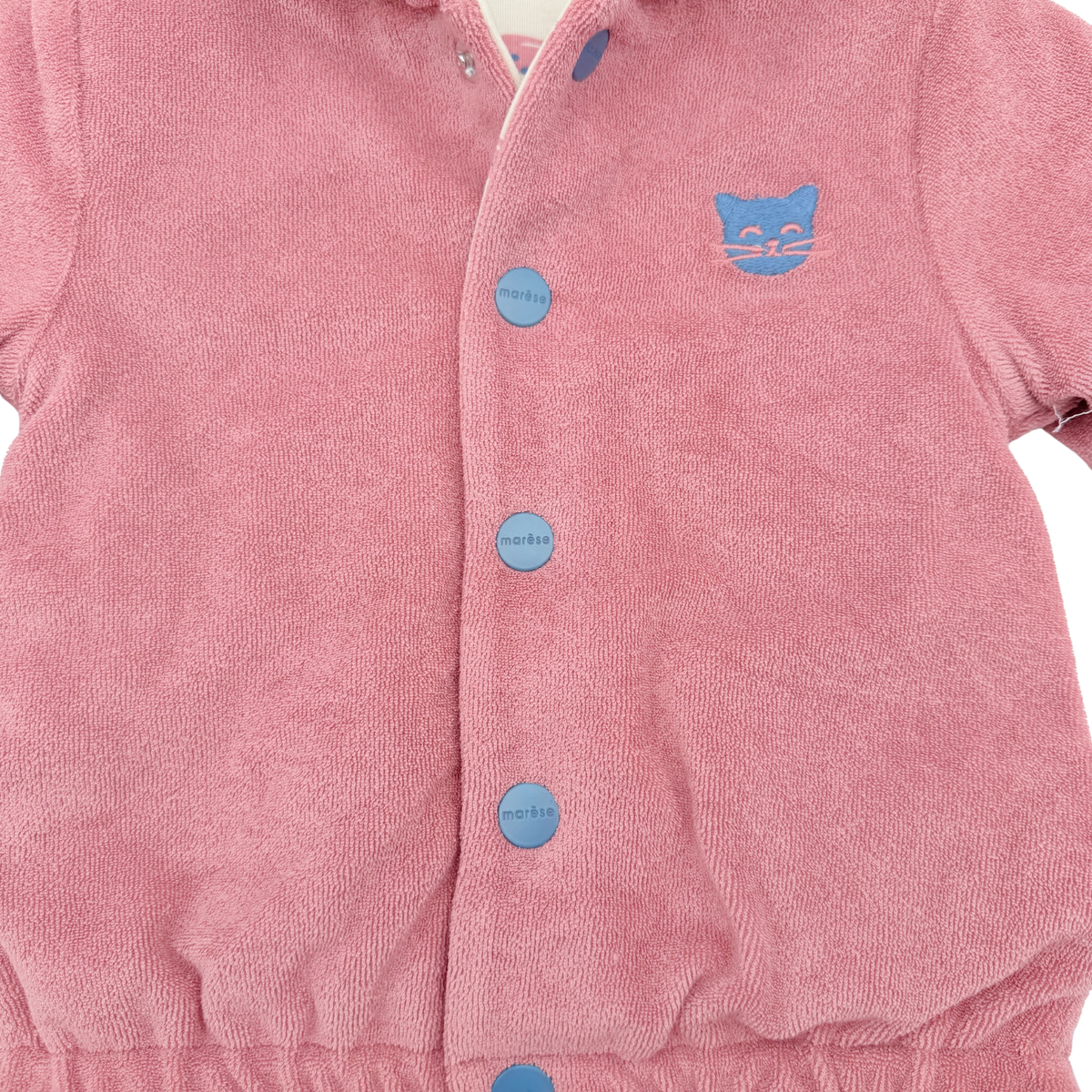 Veste réversible bébé rose corail à capuche et motifs chats - 6 mois