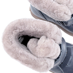 Bottines enfant bleu marine fourrées à scratch - 25