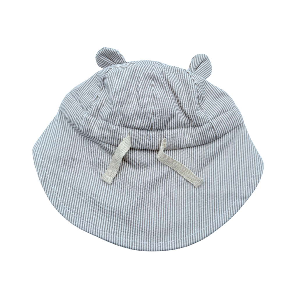 Chapeau bébé rayé à oreilles « Petit Amour » - 3-6 mois