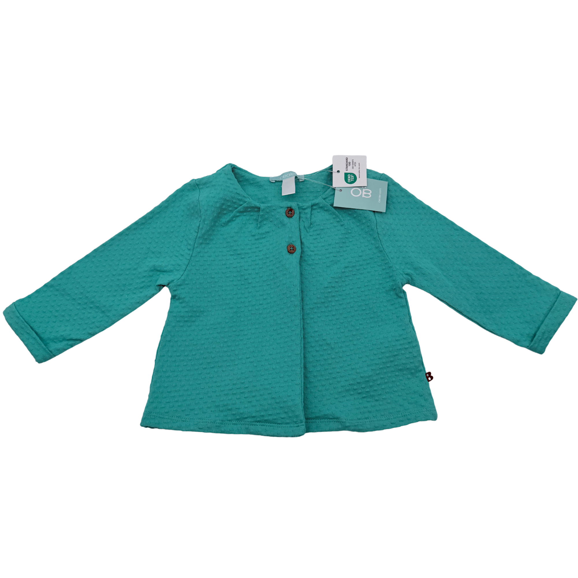 Gilet bébé vert d'eau texturée - 12 mois