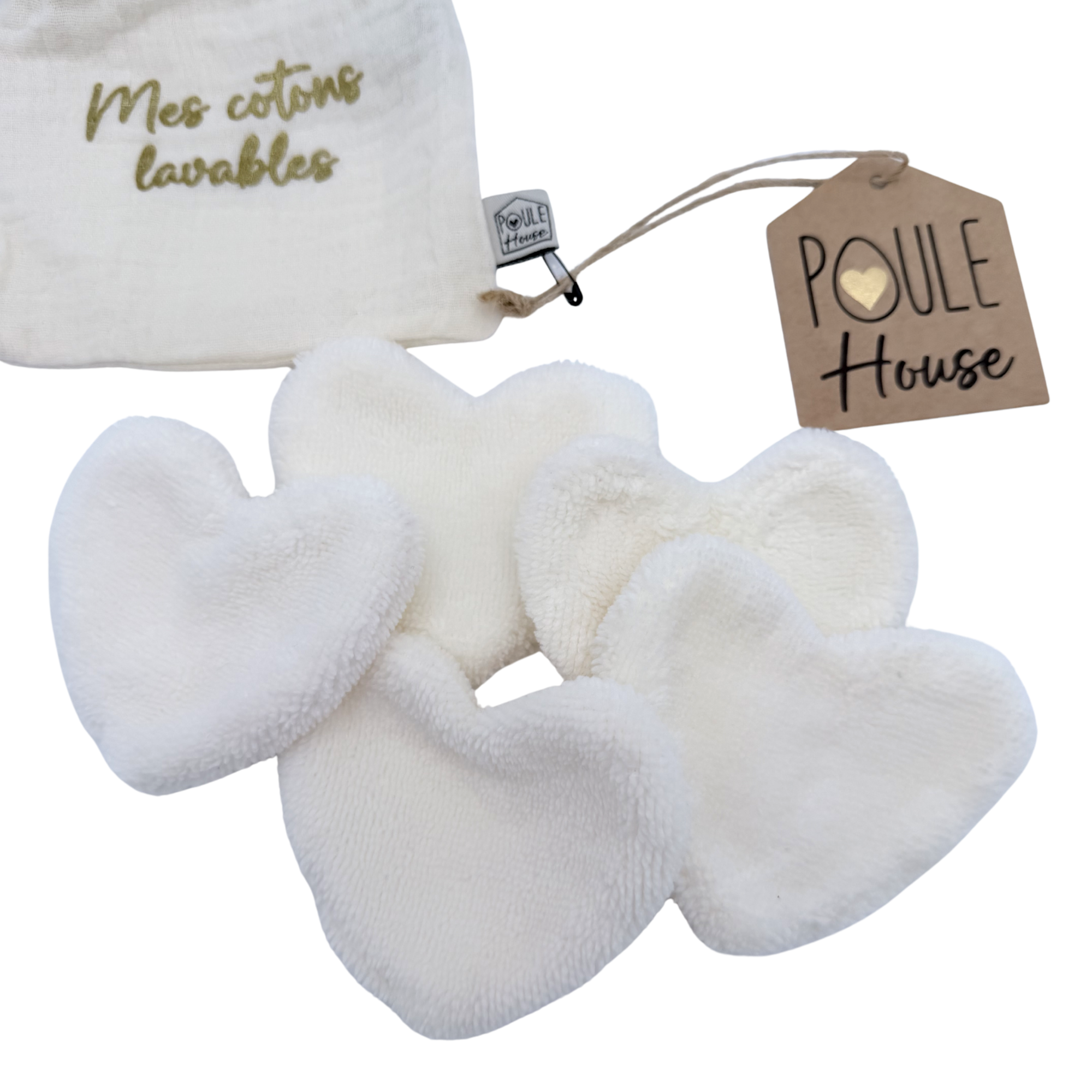 Lot de 5 cotons coeur lavables bébé
