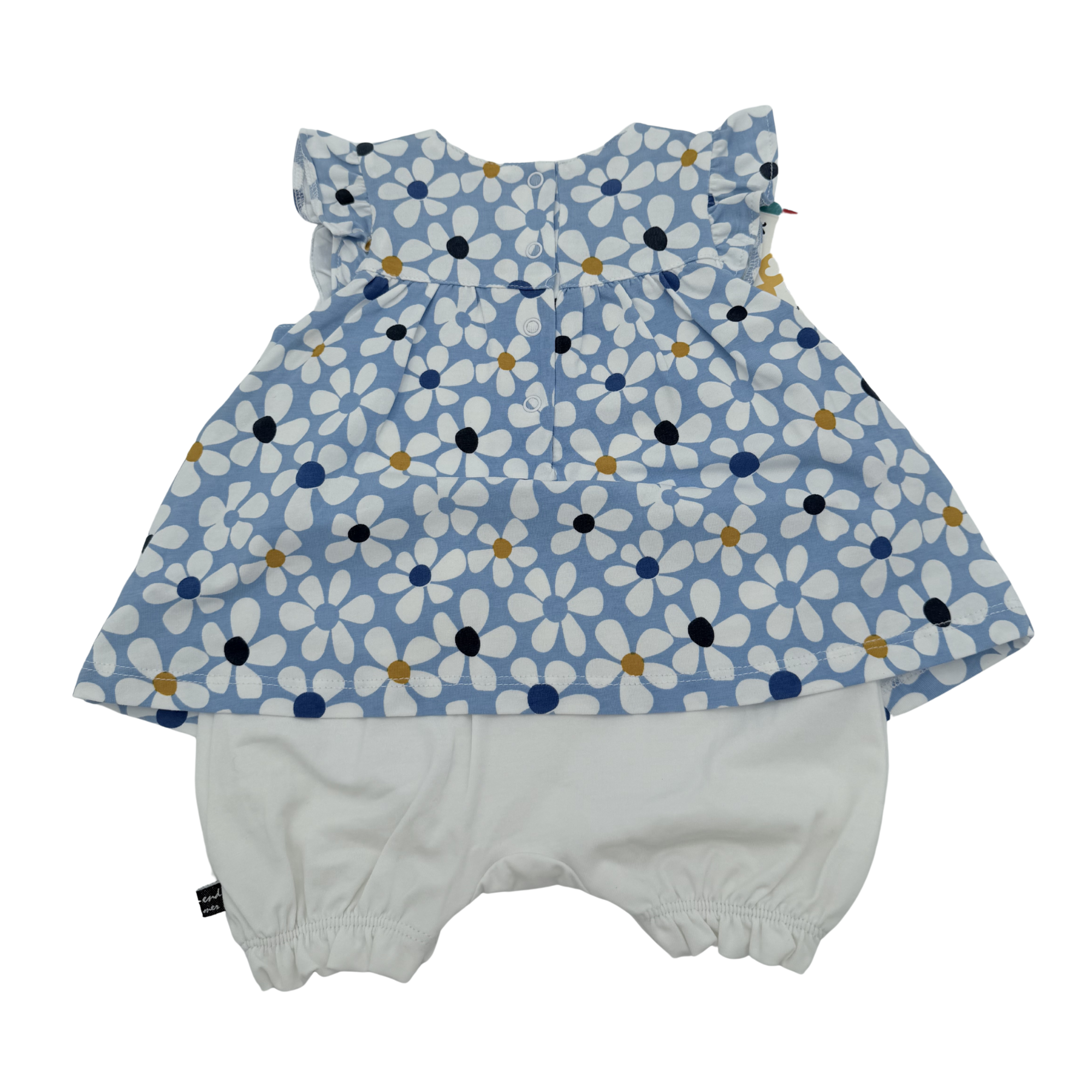 Robe blanche et robe fleurie bleue — 1 mois