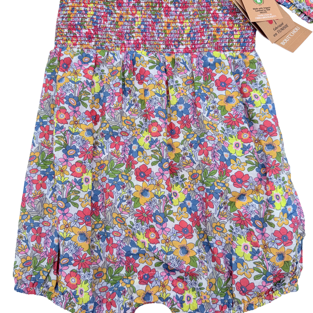 Combishort fleuri avec foulard assorti — 12 mois