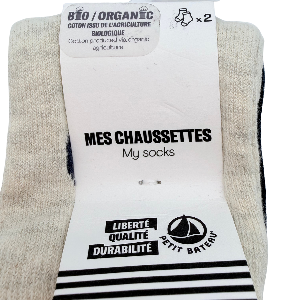 Lot de 2 paires de chaussettes écru et bleu marine – 23-26