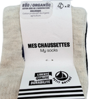 Lot de 2 paires de chaussettes écru et bleu marine – 23-26