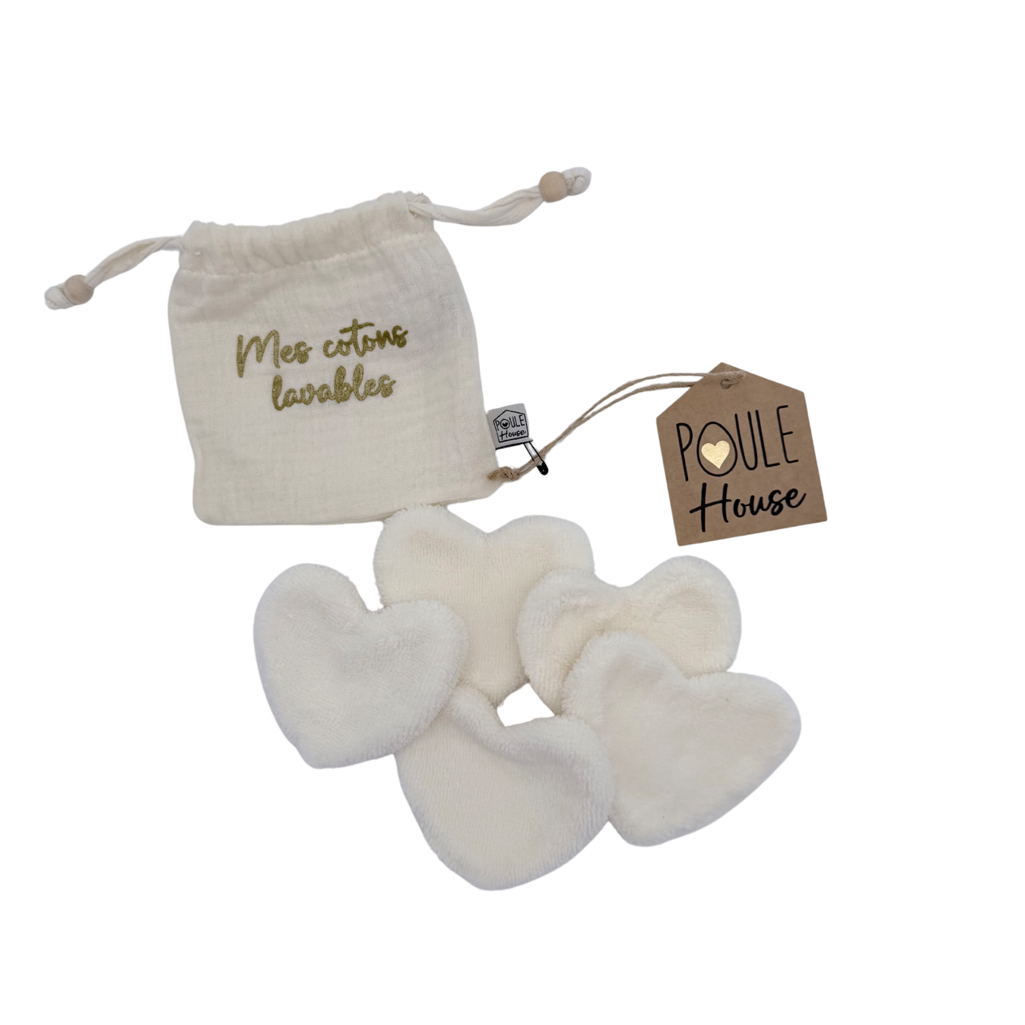 Lot de 5 cotons coeur lavables bébé