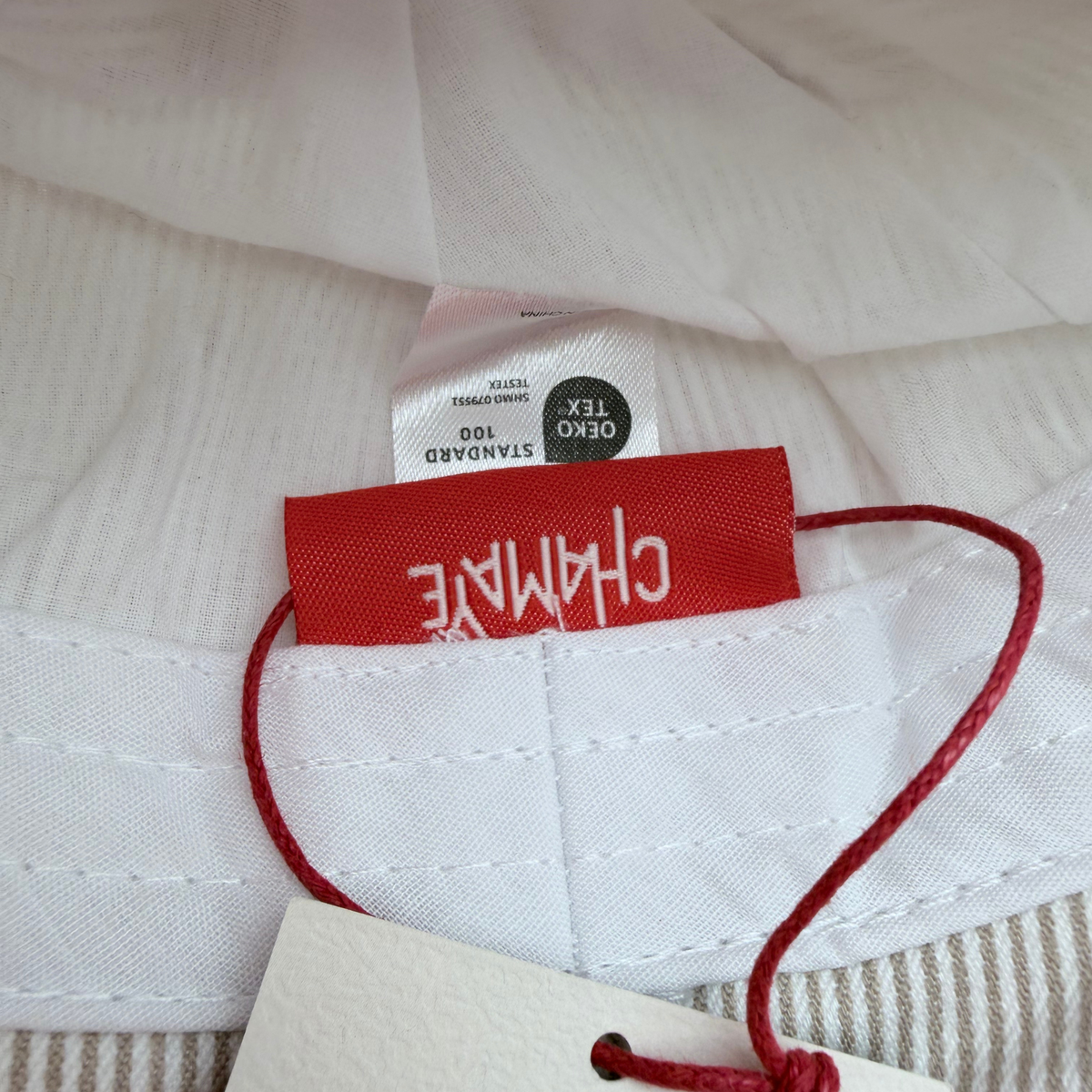 Chapeau bébé rayé à oreilles « Petit Amour » - 3-6 mois