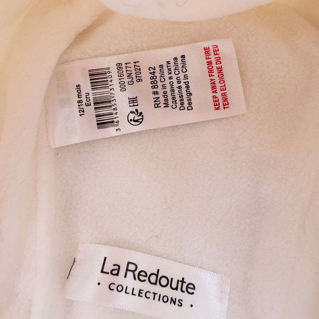 Ensemble bonnet, tour de cou et moufles bébé ours blanc - 12-18 mois