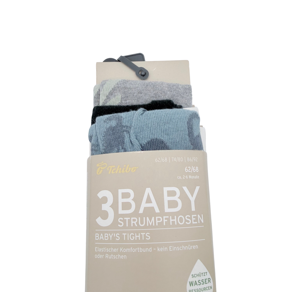 Lot de 3 collants bleu et gris à motifs dinosaures - 2-6 mois