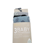 Lot de 3 collants bleu et gris à motifs dinosaures - 2-6 mois