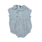 Barboteuse bébé à carreaux gris et blancs - 3 mois