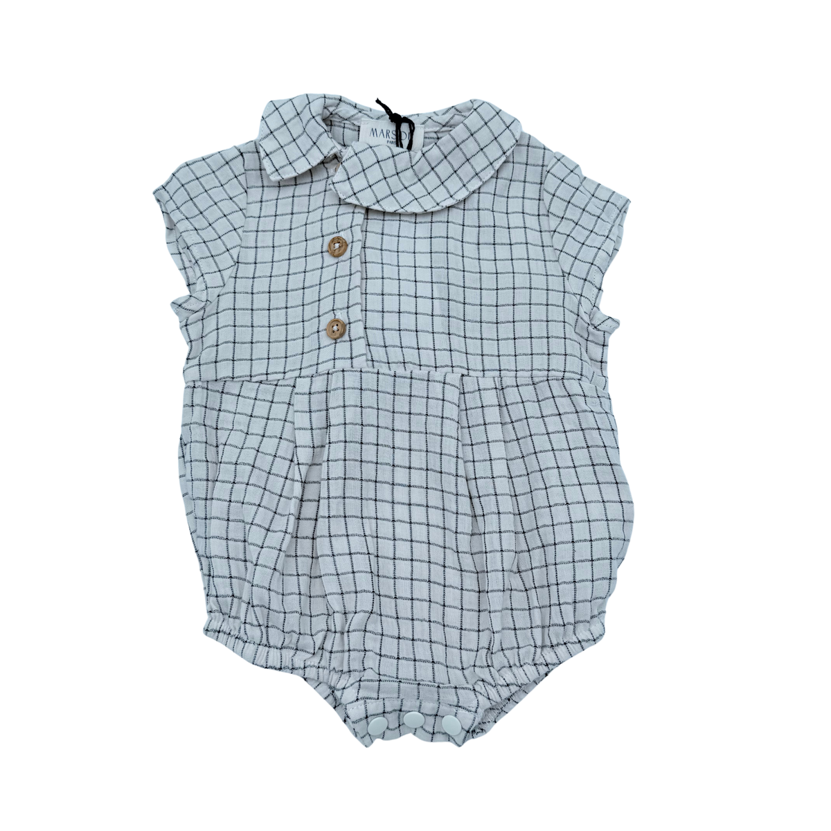 Barboteuse bébé à carreaux gris et blancs - 3 mois