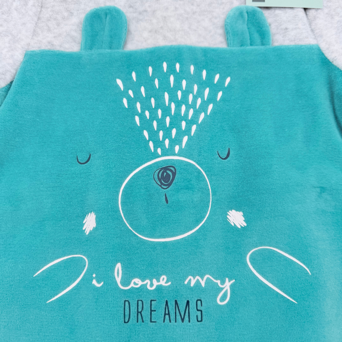 Pyjama bébé turquoise et gris motif ours - 12 mois