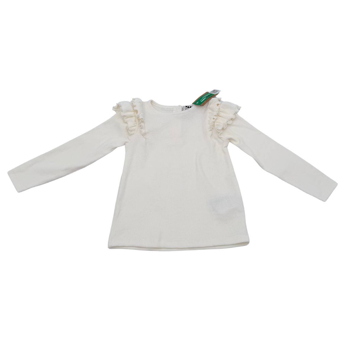 T-shirt fille écru à volants - 36 mois