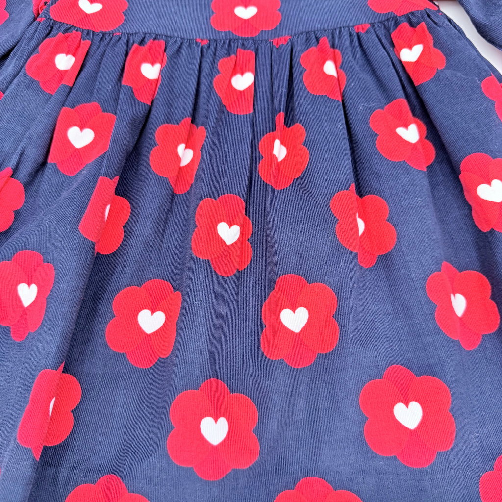 Robe bleu marine à fleurs rouges - 24 mois