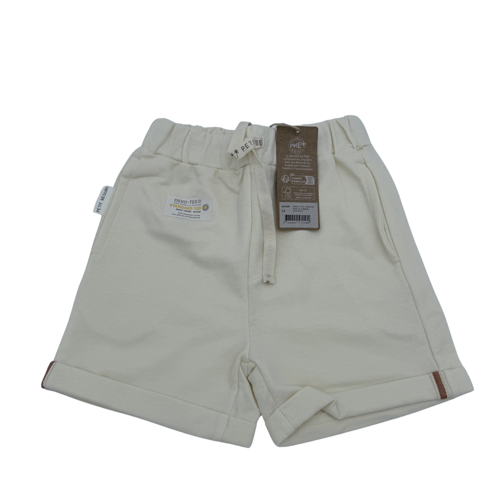 Short molleton écru à revers — 2 ans