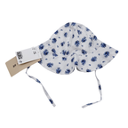 Chapeau blanc à fleurs bleues – 6-12 mois