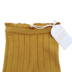 Legging moutarde en maille côtelée avec pompons - 3 mois