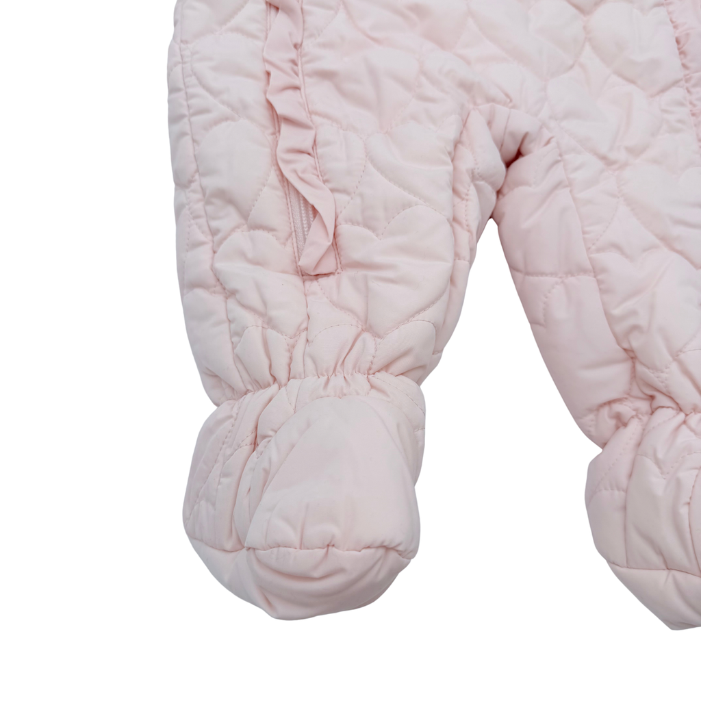 Combinaison pilote bébé rose pâle matelassée à capuche - 6-9 mois