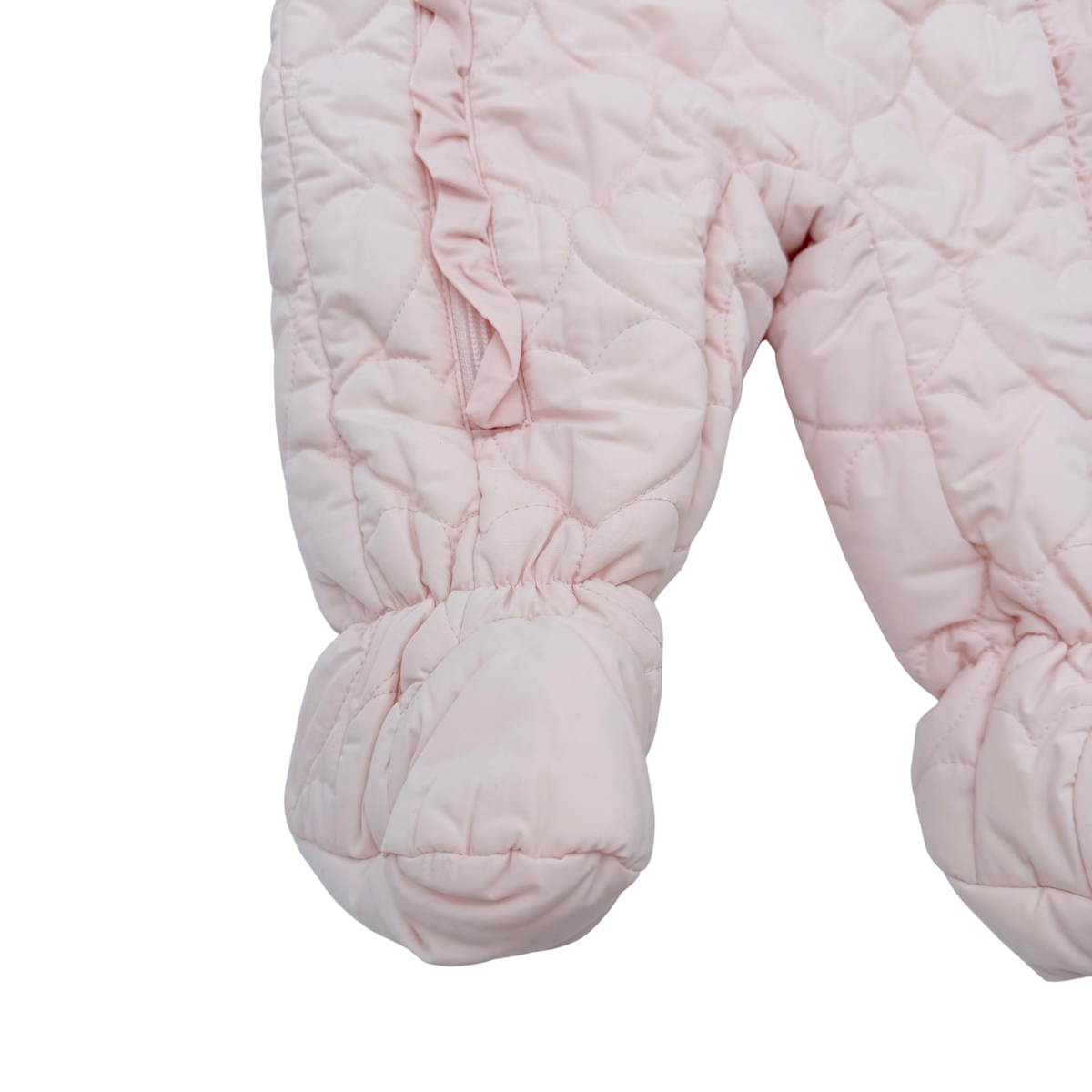 Combinaison pilote bébé rose pâle matelassée à capuche - 6-9 mois