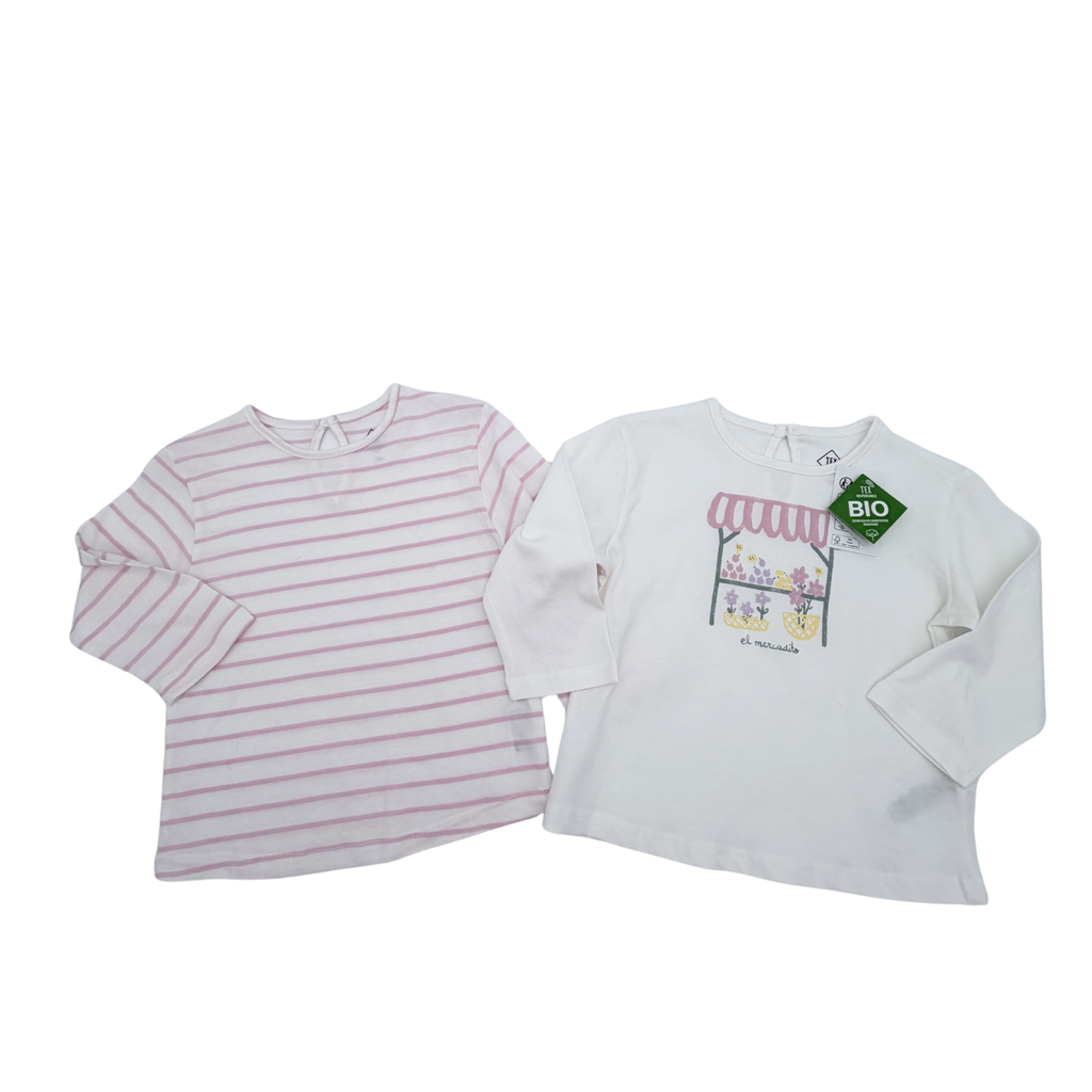 Lot de 2 t-shirts manches longues roses — 18 mois