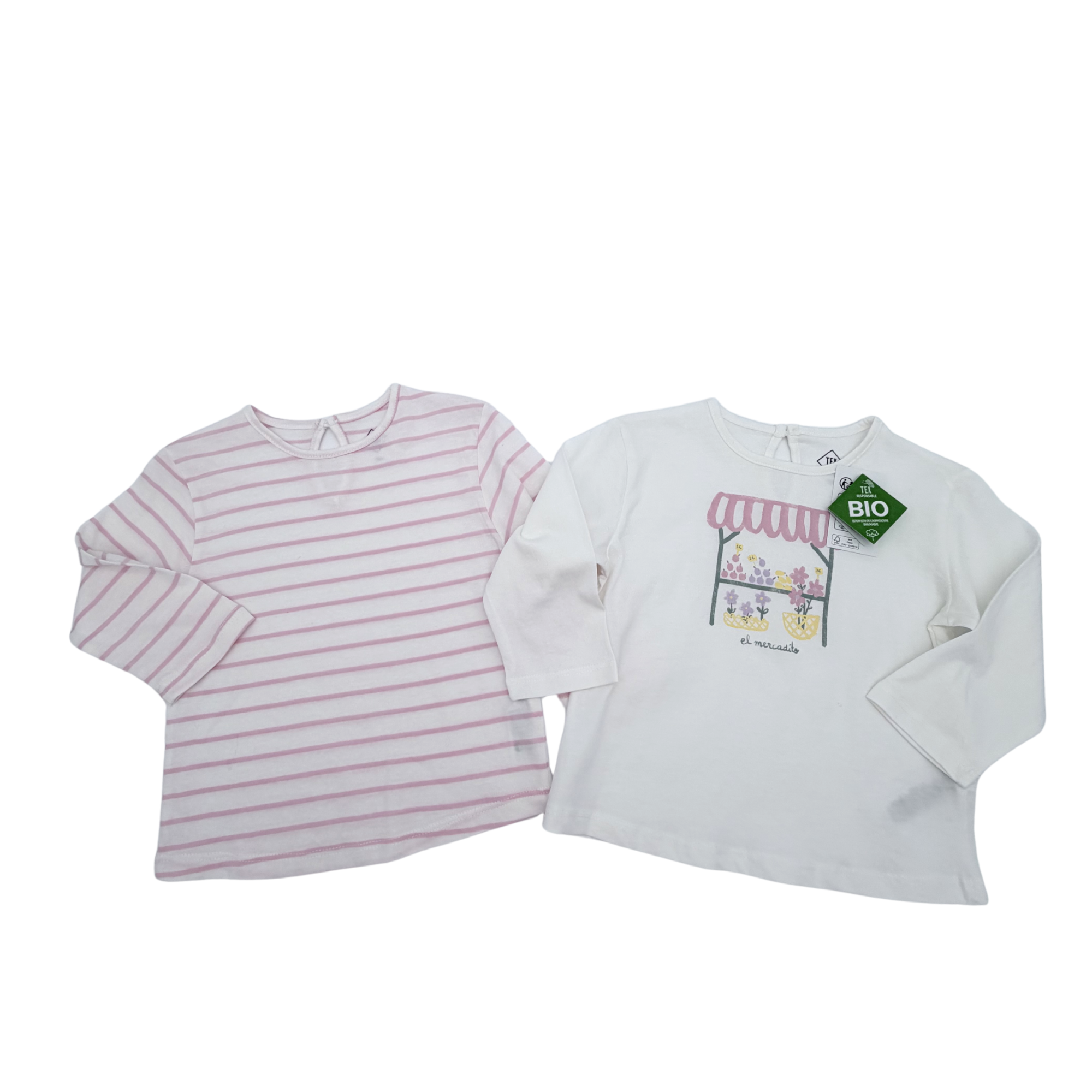 Lot de 2 t-shirts manches longues roses — 18 mois