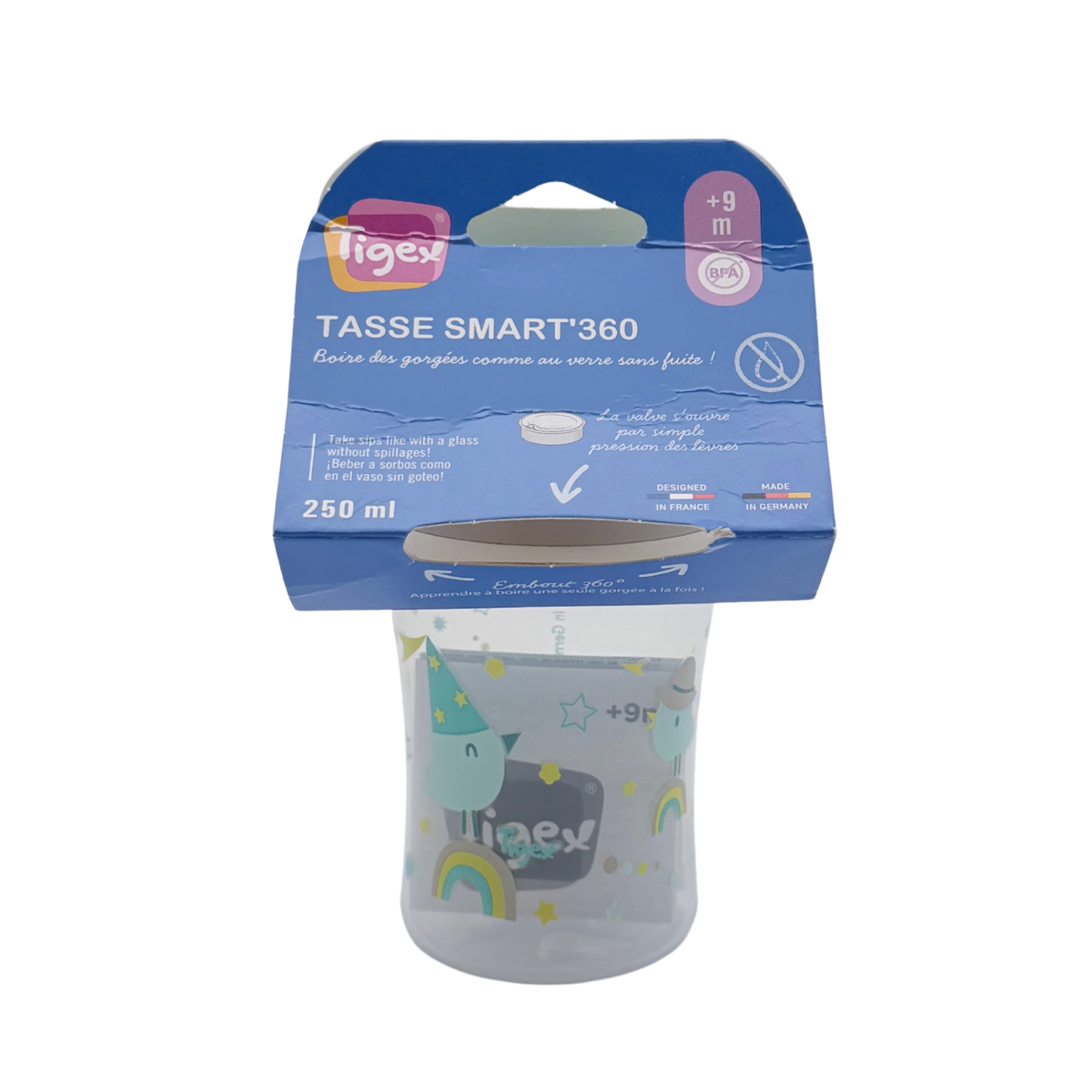 Tasse d’apprentissage Smart’360 250 ml – Motifs arc-en-ciel