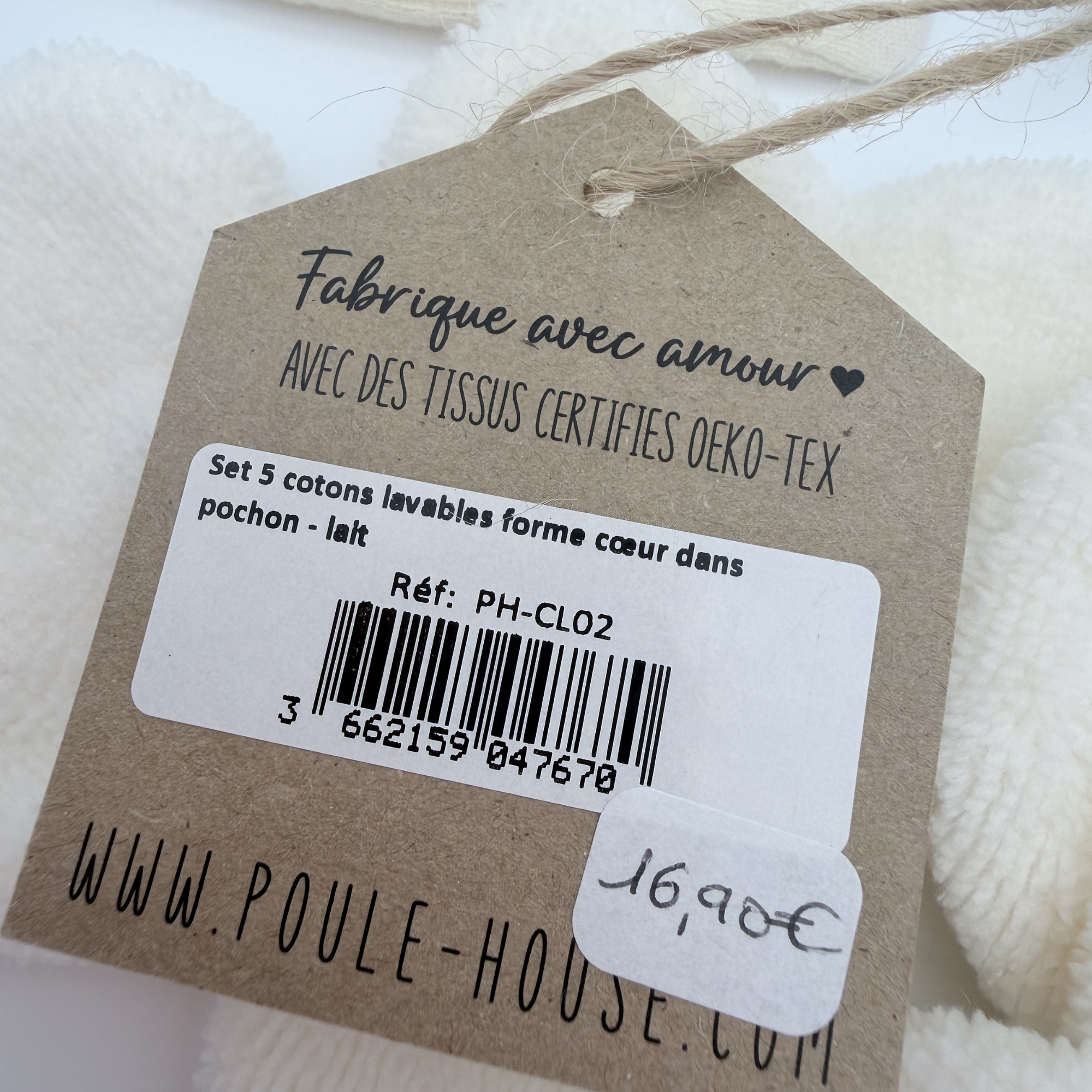 Lot de 5 cotons coeur lavables bébé