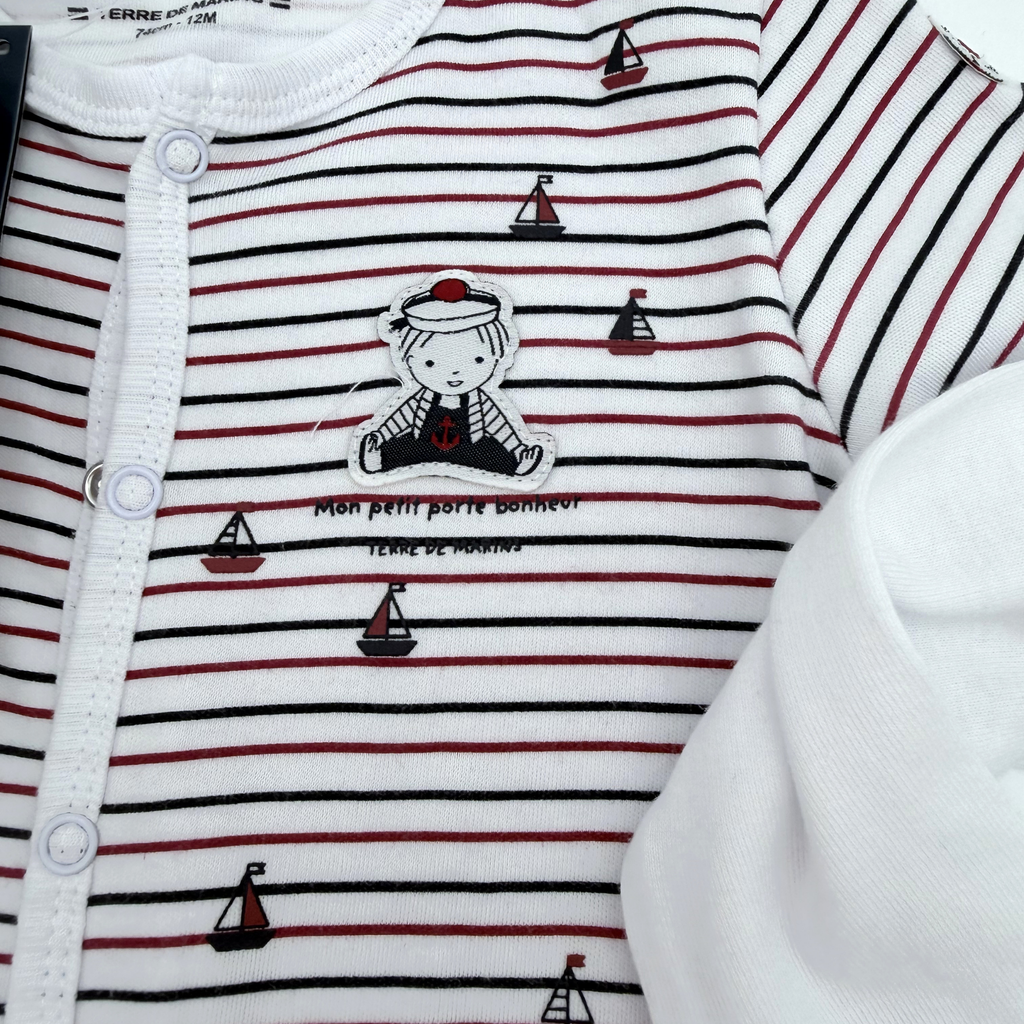 Ensemble bébé marin avec pyjama, body et bavoir — 18 mois