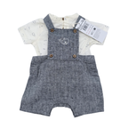 Ensemble salopette courte et t-shirt gris - 1 mois