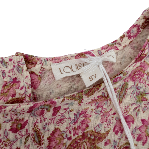 Blouse fleurie rose à volants — 8 ans