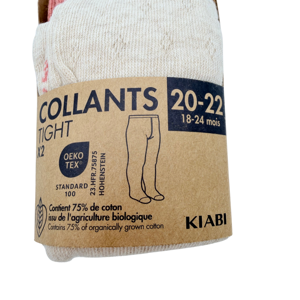 Lot de 2 collants bébé rose et écru – 20-22