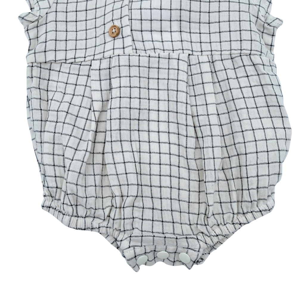 Barboteuse bébé à carreaux gris et blancs - 3 mois