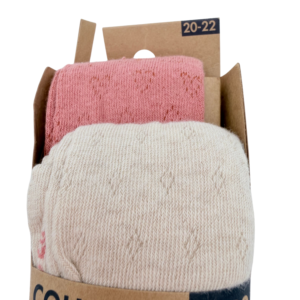 Lot de 2 collants bébé rose et écru – 20-22