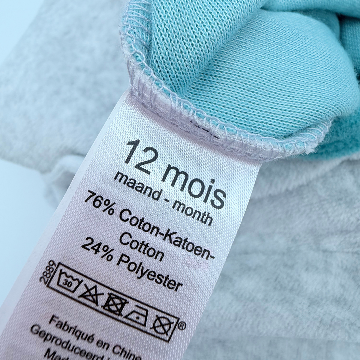 Pyjama bébé turquoise et gris motif ours - 12 mois