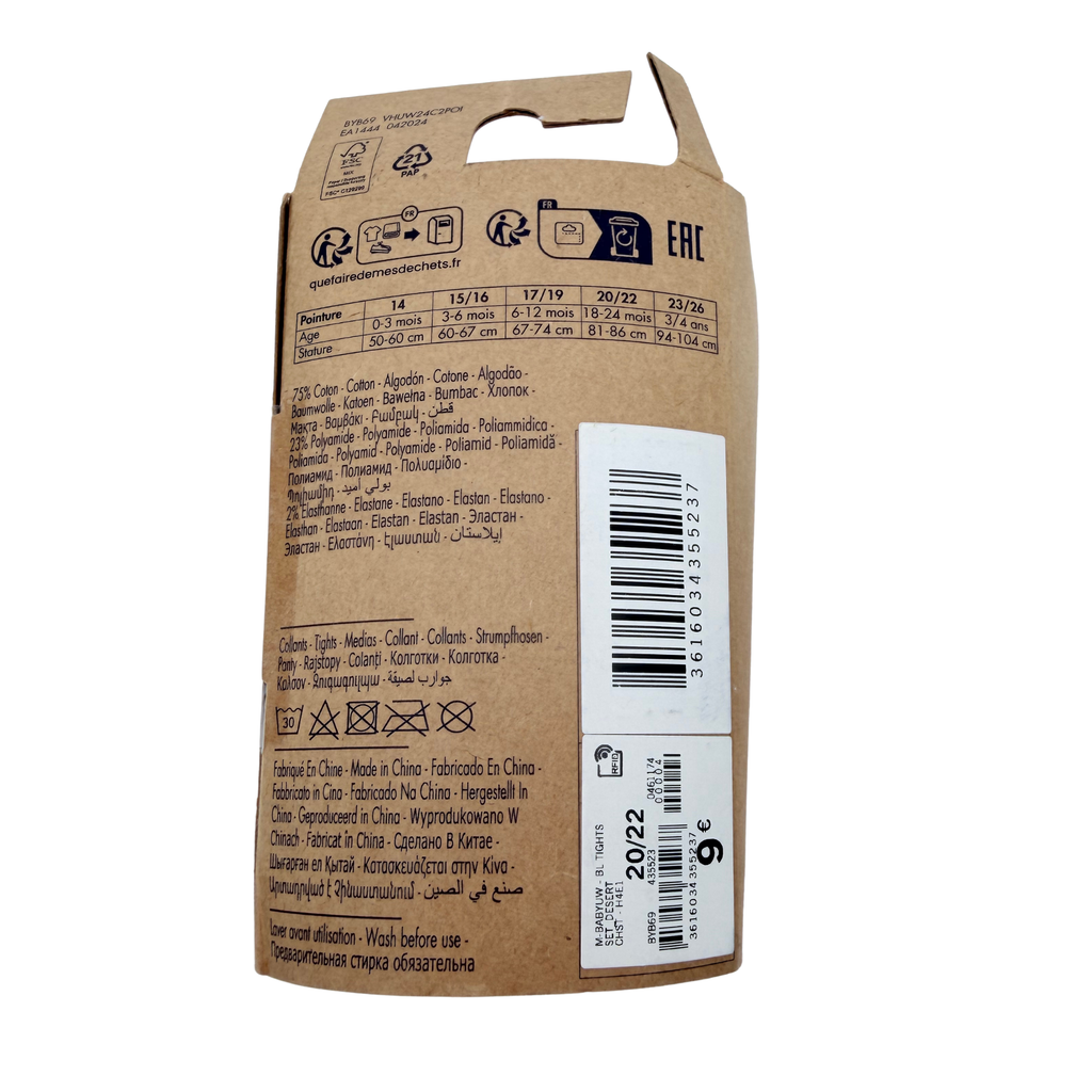Lot de 2 collants bébé rose et écru – 20-22