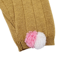 Legging moutarde en maille côtelée avec pompons - 3 mois