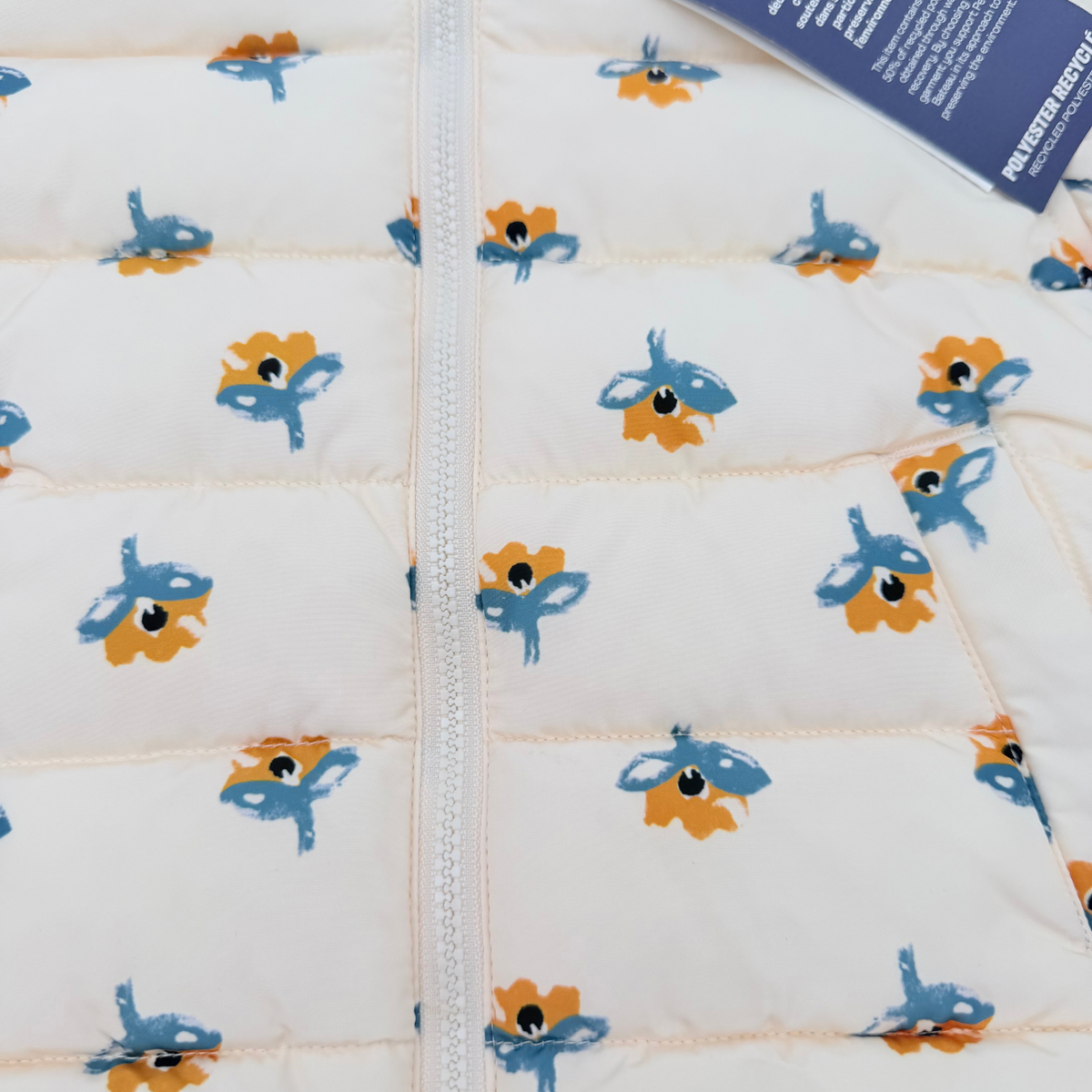 Doudoune bébé écrue à motifs fleuris - 6 mois