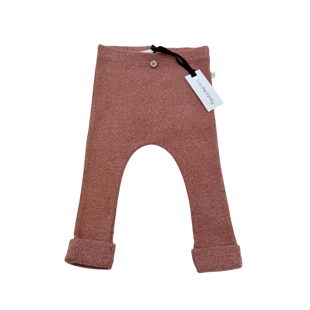 Legging rose en maille côtelée - 6 mois