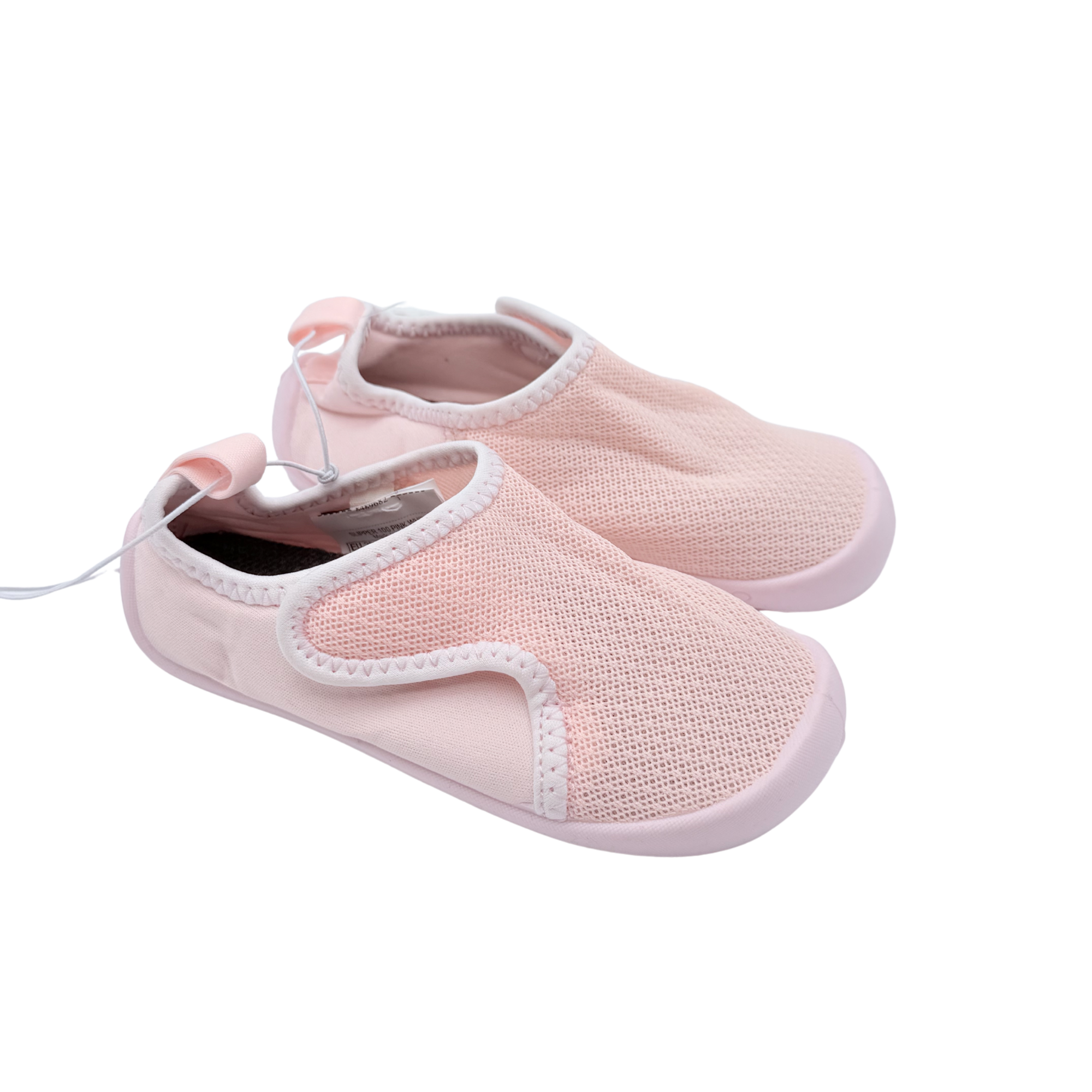 Chaussons à scratch respirants rose et blanc - 25