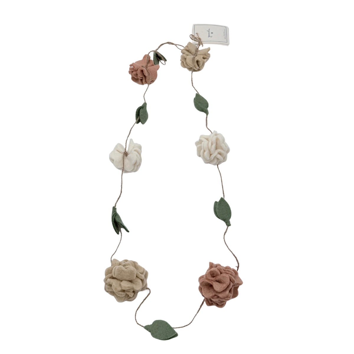 Guirlande décorative fleurs corail, beige et blanc