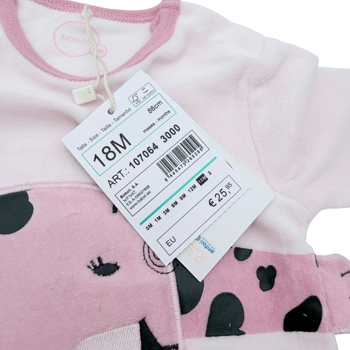 Pyjama bébé rose motif animal - 18 mois